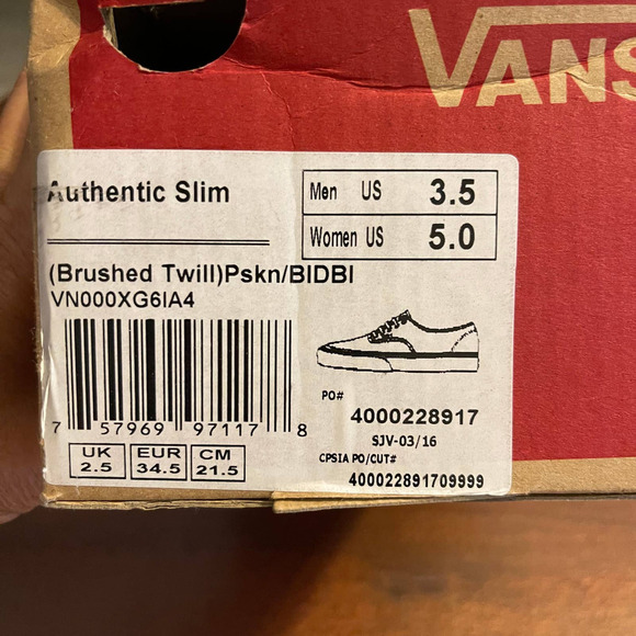 Vans Women's Authentic Slim Brushed Twill Sneakers Size 5 - Picture 10 of 10